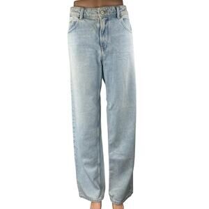 Zara Women's Blue Light Wash Relaxed Fit Loose Straight Leg Denim Jeans Size 6